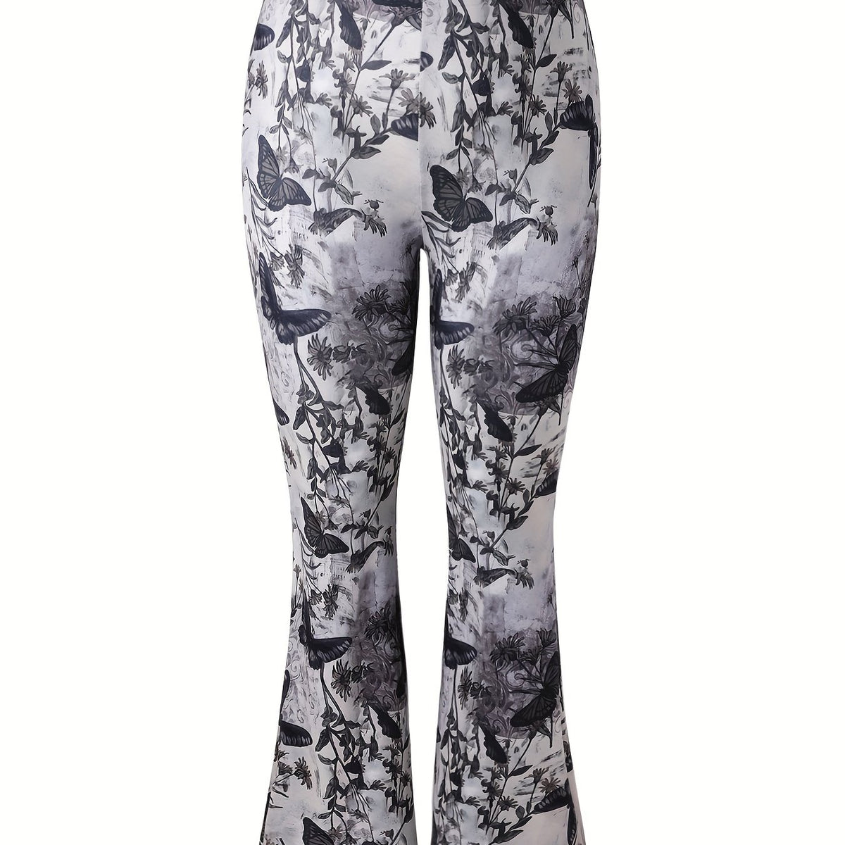 Women's Plus Butterfly Print Stretch Flare Leg Pants