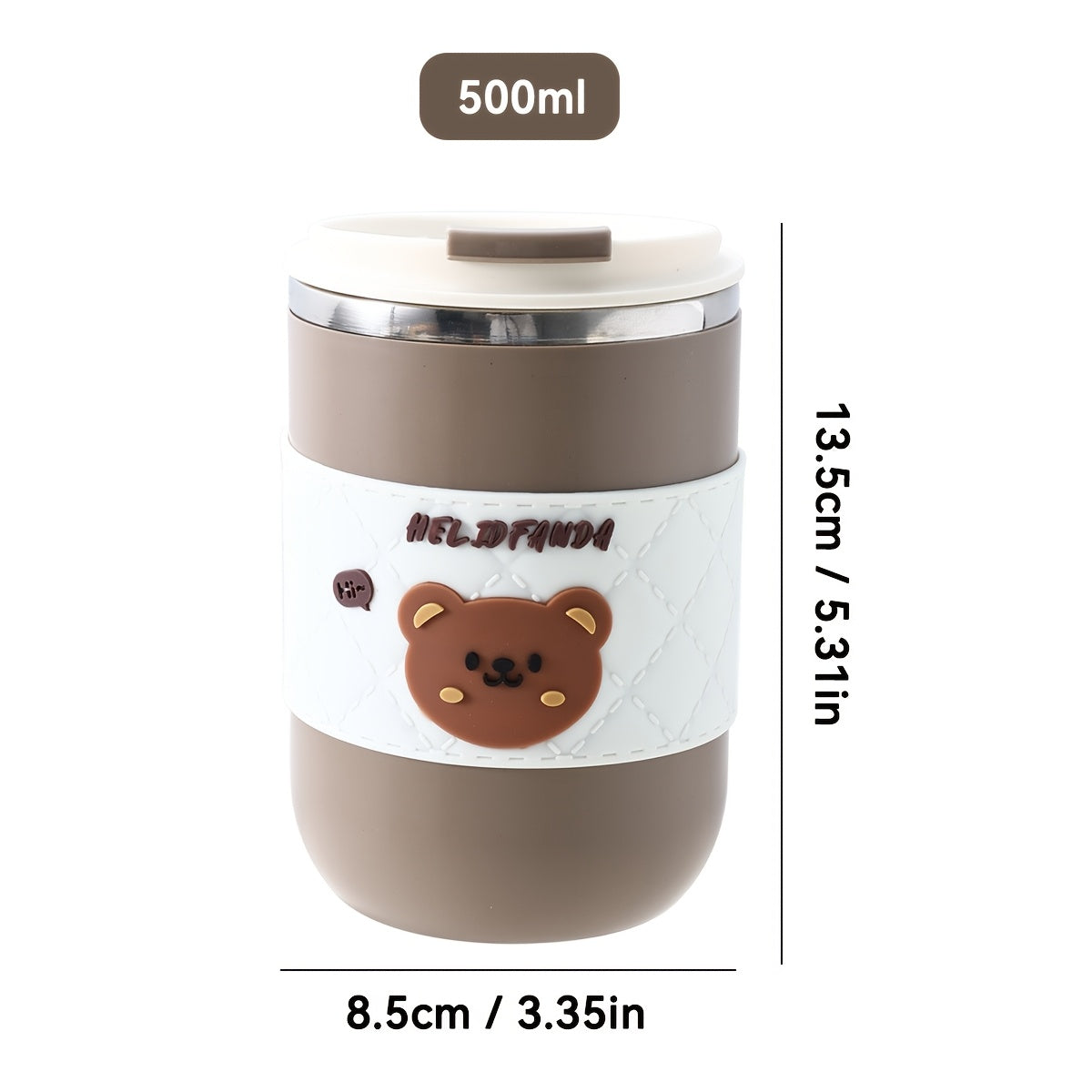 Stainless Steel Coffee Mug 500ml with Lid & Straw