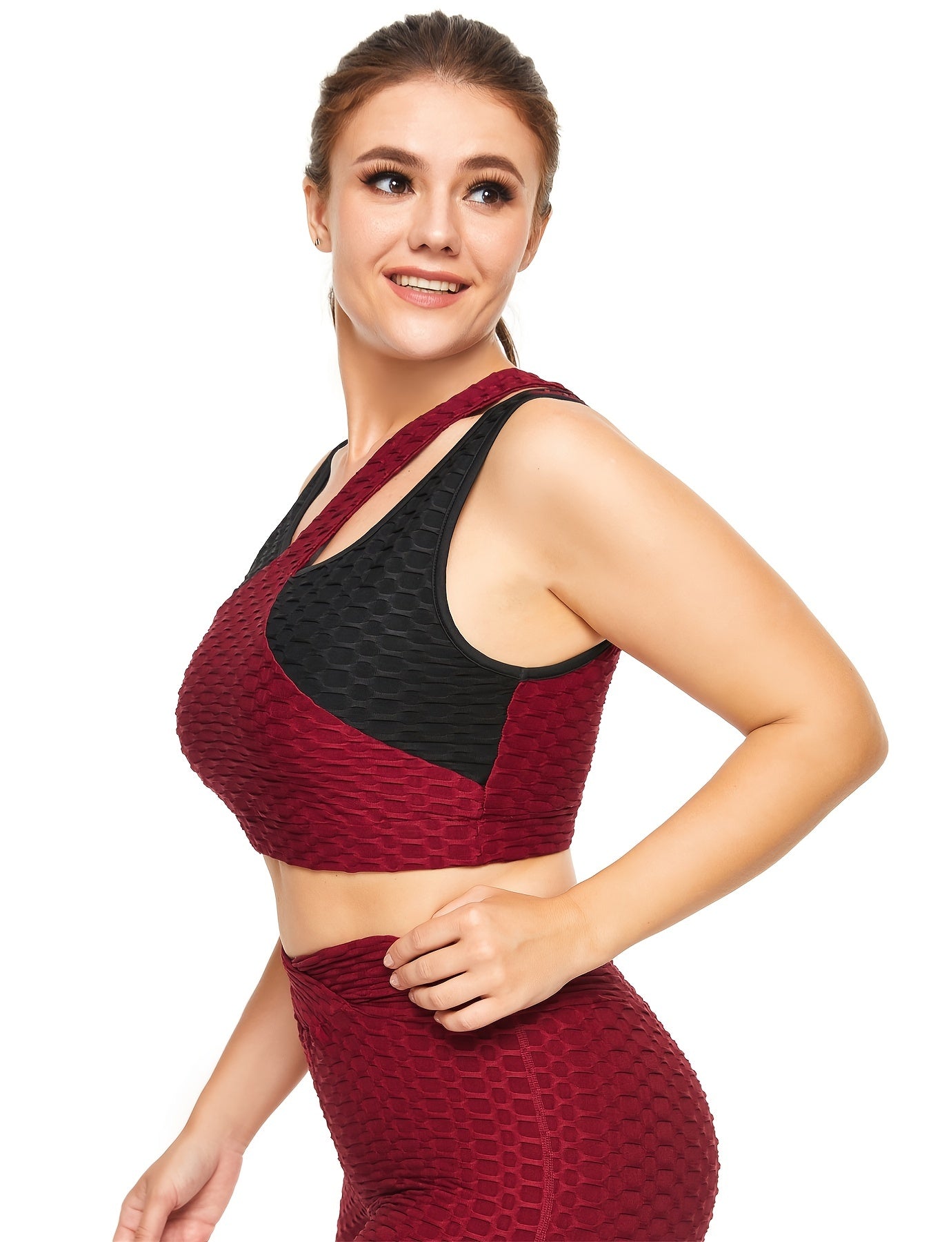  Colorblock Jacquard Sports Bra Women's Plus Quick Drying Fitness Yoga