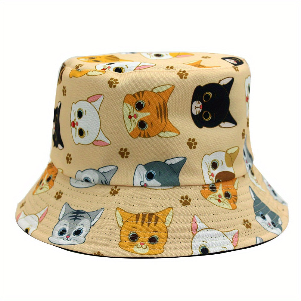 Cartoon Animal Printed Sunshade Bucket Hat for Men Women
