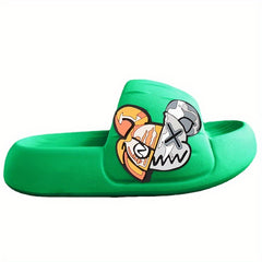 Men's Anime Print Non Slip Platform Slides Soft Sole Cloud Slides