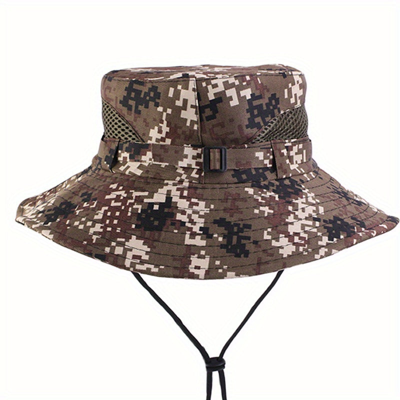 Kids Camo Sunshade Bucket Hat for Outdoor Hiking