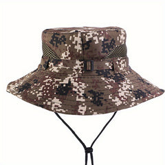 Kids Camo Sunshade Bucket Hat for Outdoor Hiking