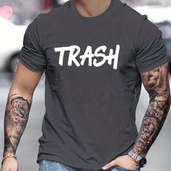 Men's Trash Print T shirt Casual Breathable Tee Men's Clothing