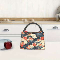 Floral Waves Insulated Lunch Bag for Beaches and Hikes