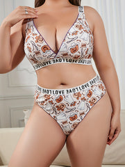  Ghost & Pumpkin Print Lingerie Set