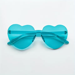 Heart One Piece Sunglasses Rimless Decorative Glasses for Party Beach Club