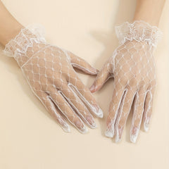 Translucent Lace Wedding Gloves Mesh Breathable Short Gloves