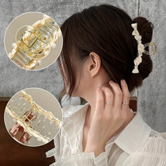 Sweet Bow Faux Pearl Hair Claw for Women Girls