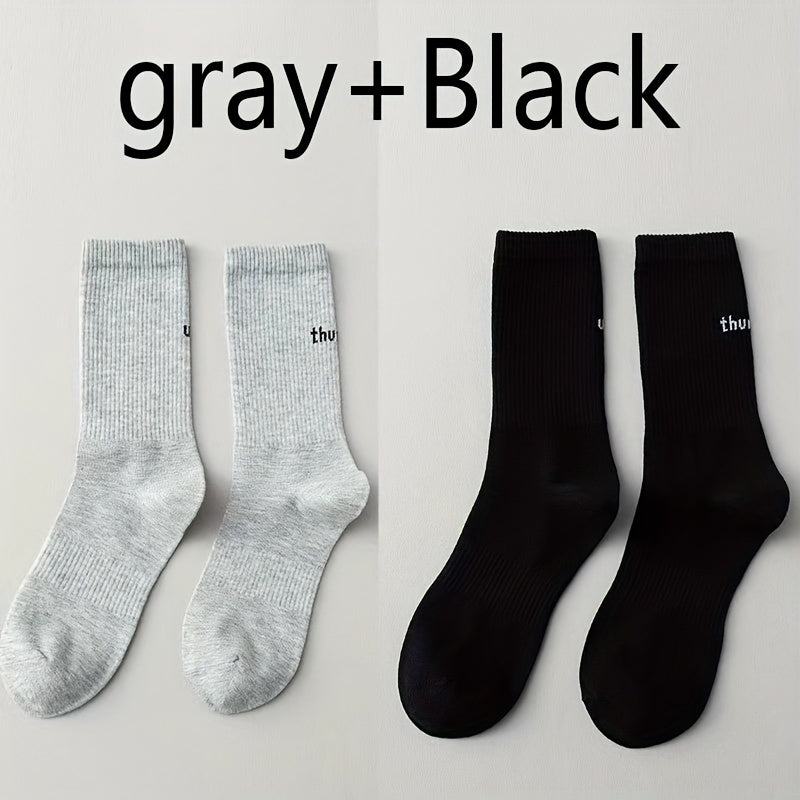 4 Pairs Letter Print Socks Mid Tube Women's Stockings