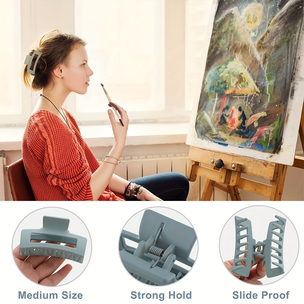 6pcs Matte Hollow Square Claw Clip for Styling Hair