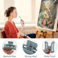 6pcs Matte Hollow Square Claw Clip for Styling Hair