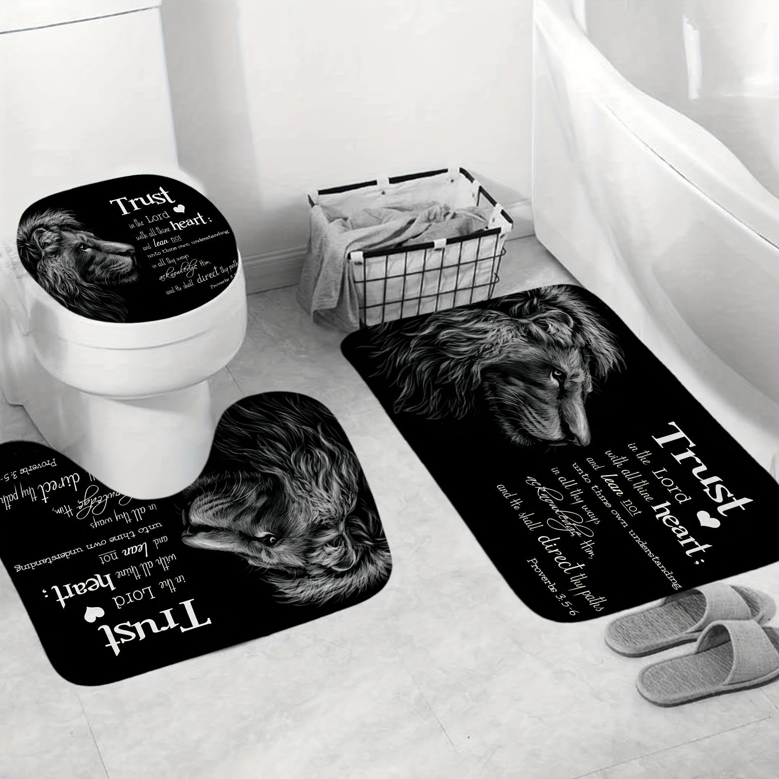 Wildlife Lion Inspirational Quote Shower Curtain Set