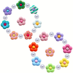28pcs Faux Pearl & Flower Shoe Charms For Clogs DIY Shoes Accessories