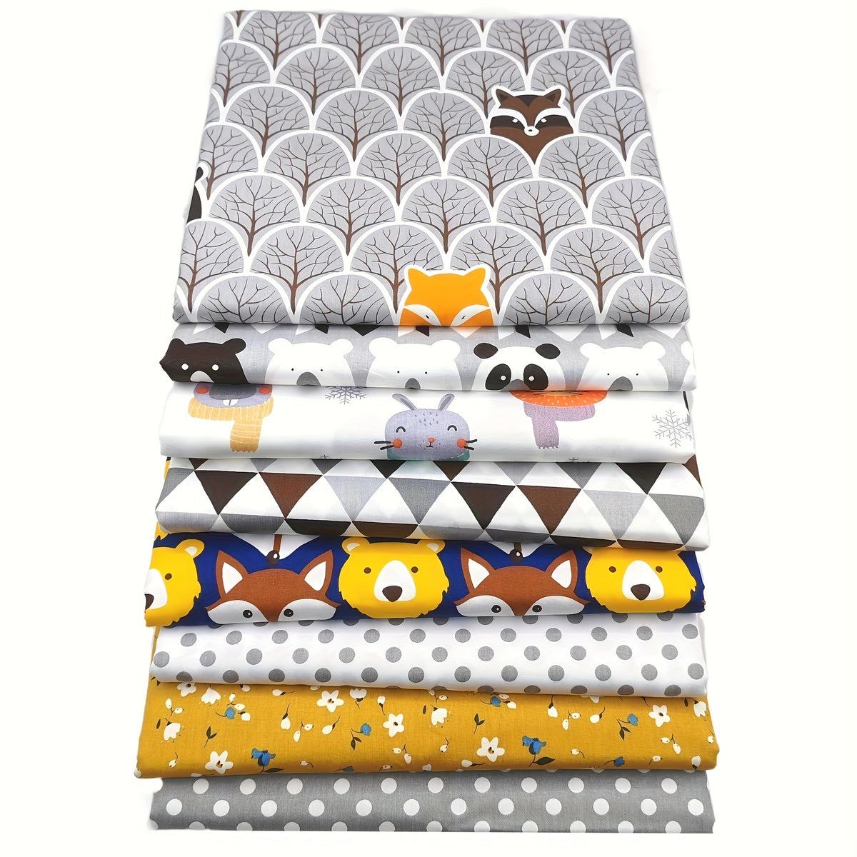 8pcs Jungle Animal Printed Cotton Patchwork DIY Sewing Material