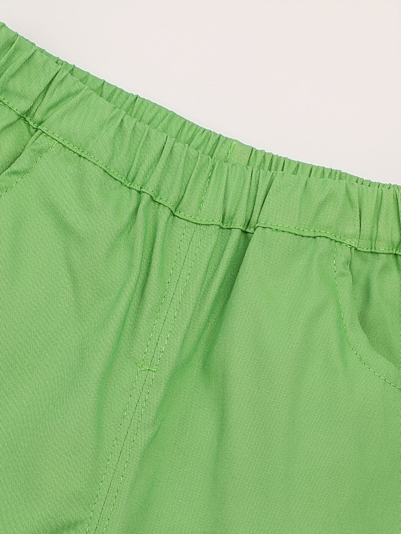 Kid Girls Casual Shorts Lace Trimming Elastic Waist Shorts With Pocket