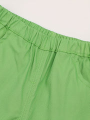 Kid Girls Casual Shorts Lace Trimming Elastic Waist Shorts With Pocket