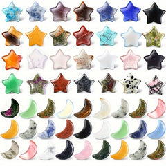 15Pcs Natural Stone Crystal Star Moon Healing Mineral Quartz Reiki Gem