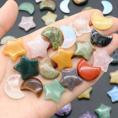 15Pcs Natural Stone Crystal Star Moon Healing Mineral Quartz Reiki Gem