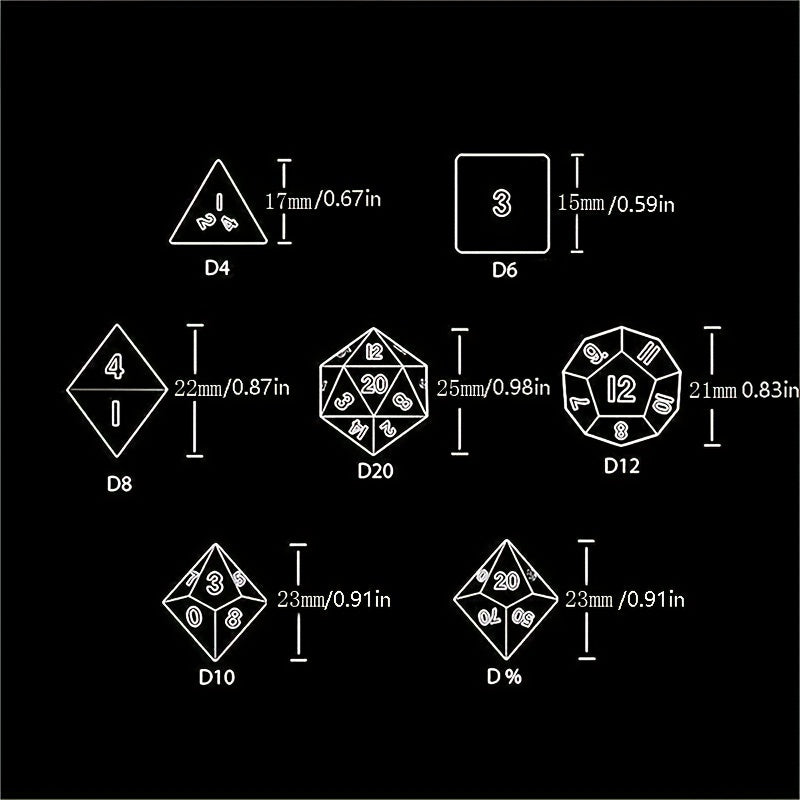 7pcs Metal Dice Entertainment Board Game Set