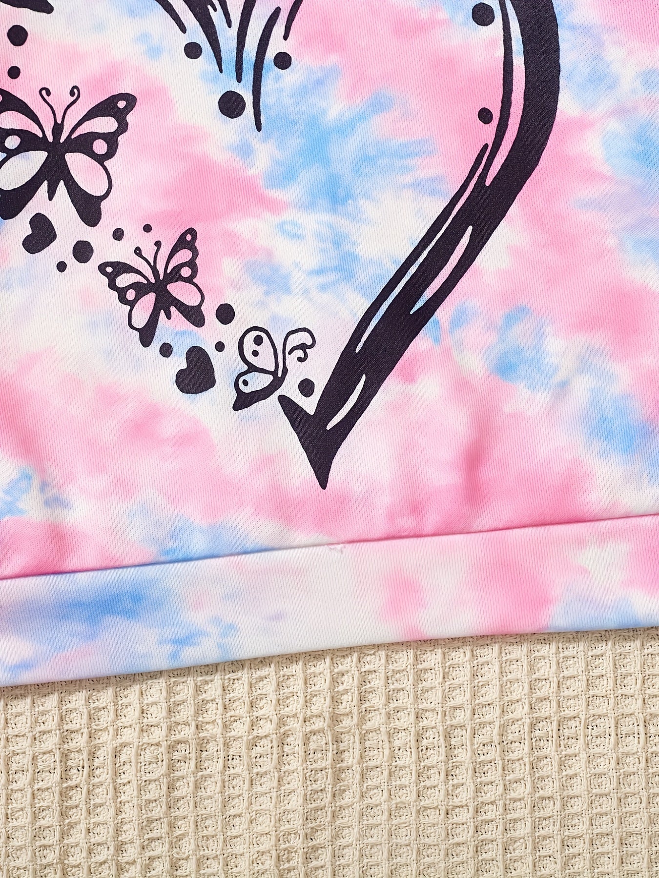 Tie Dye Heart Figure Graphic Pullover Hoodie for Girls