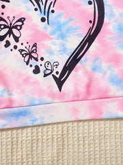 Tie Dye Heart Figure Graphic Pullover Hoodie for Girls