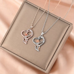 Heart Cross Rose Diamond Necklace Men
