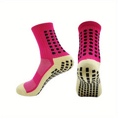 Anti Slip Silicone Mid Calf Athletic Socks For Football