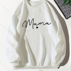 Letter Print Pullover Sweatshirt Crew Neck Fall Winter Women's Clothing
