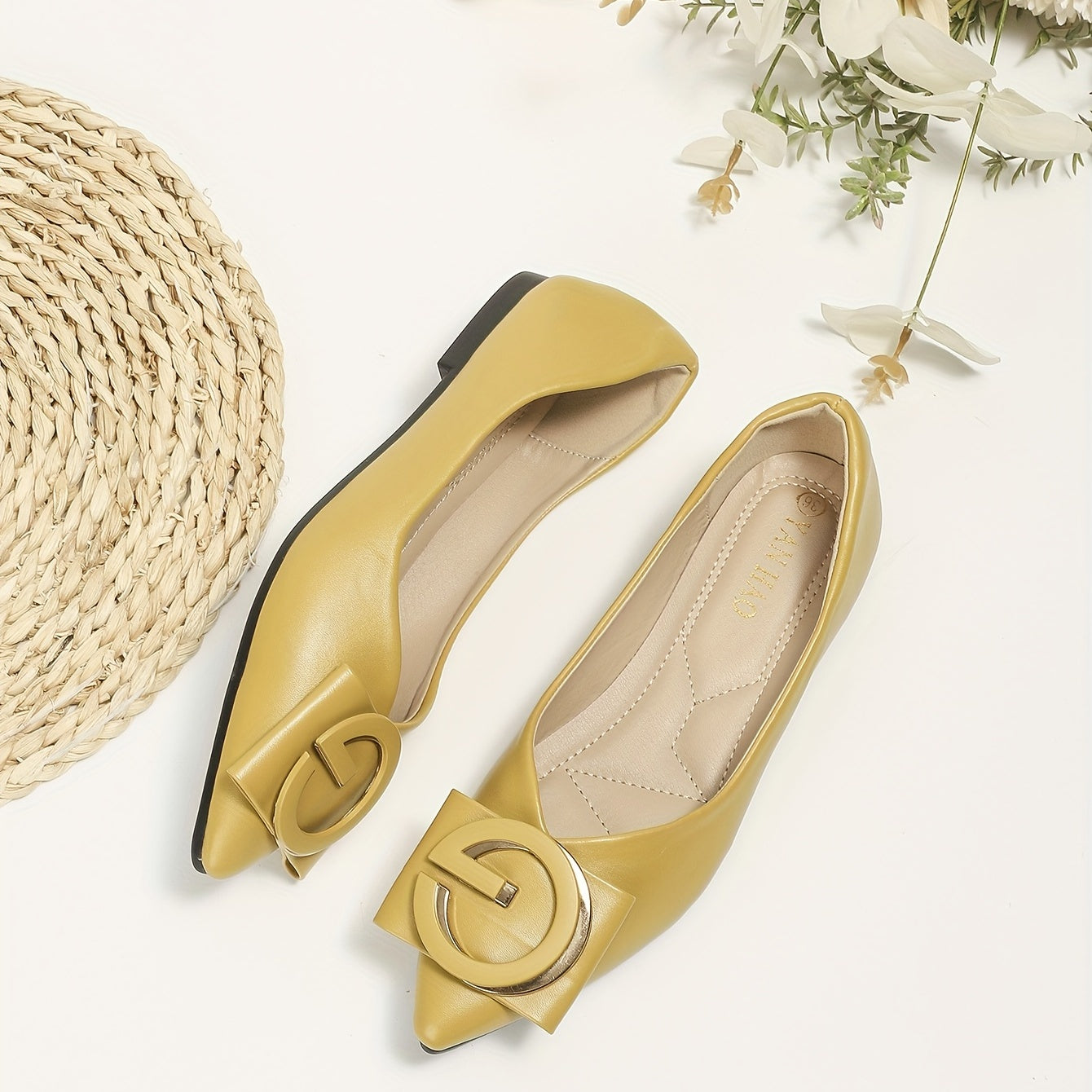 Women's Pointed Toe Flats Soft Sole Solid Slip On Shoes
