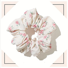 Large Floral Print Scrunchie Hair Tie Hair Rope Retro Hair Accessories