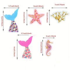 36pcs Glitter Mermaid Birthday Cake Topper Under the Sea Party Supplies