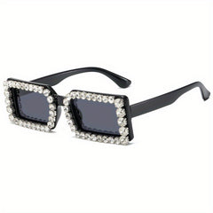 Y2K Rhinestone Rectangle Sunglasses for Women