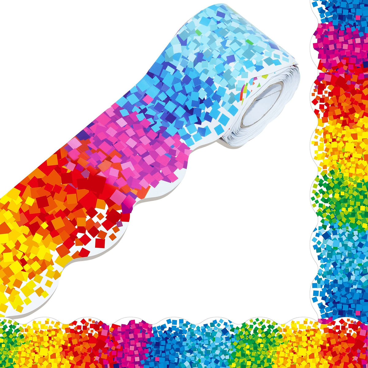 60 Ft Vibrant Crayon Die Cut Rolled Border Sticker Back to School Decoration