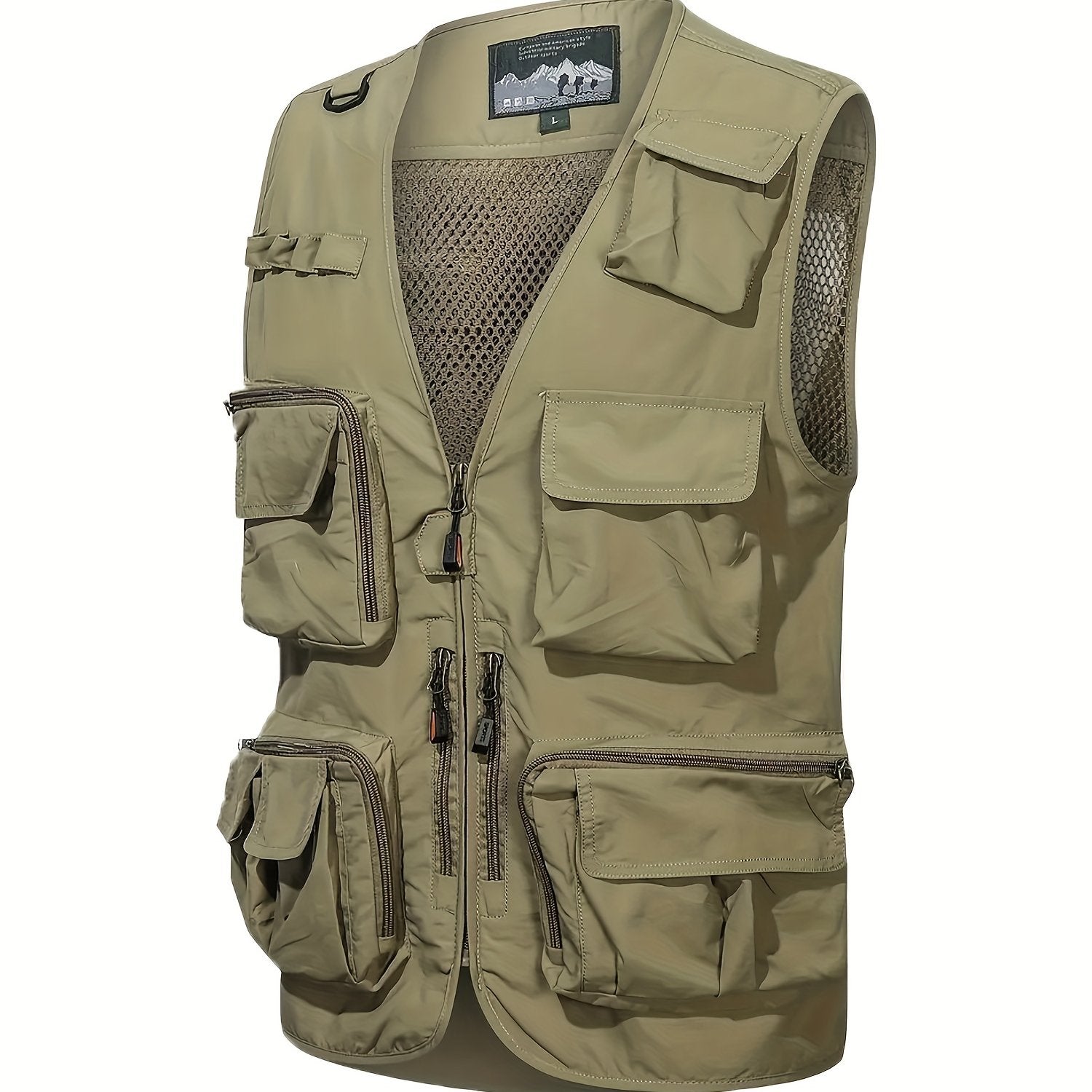 Men's Cargo Vest V Neck Zip Up Outwear
