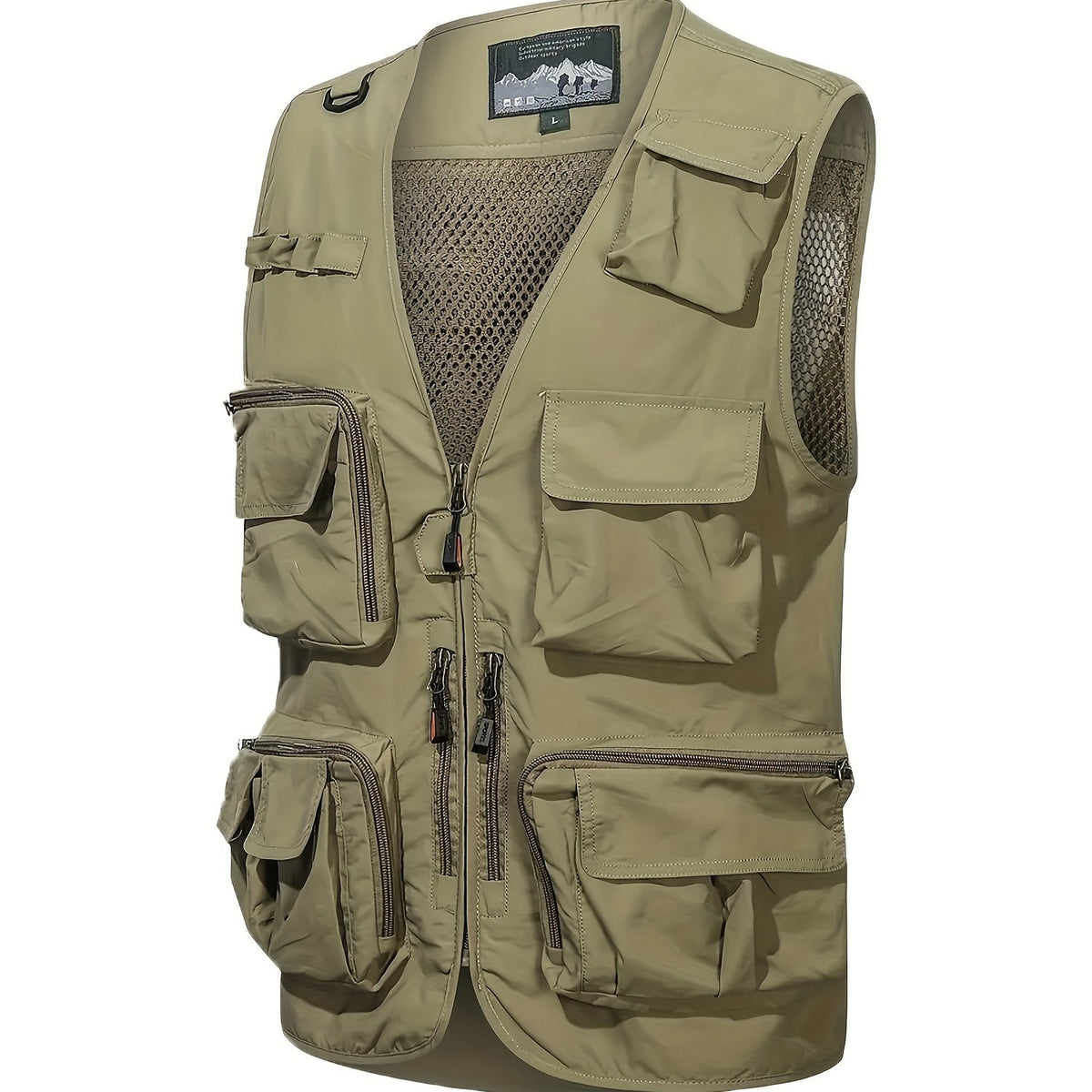 Men's Cargo Vest V Neck Zip Up Outwear