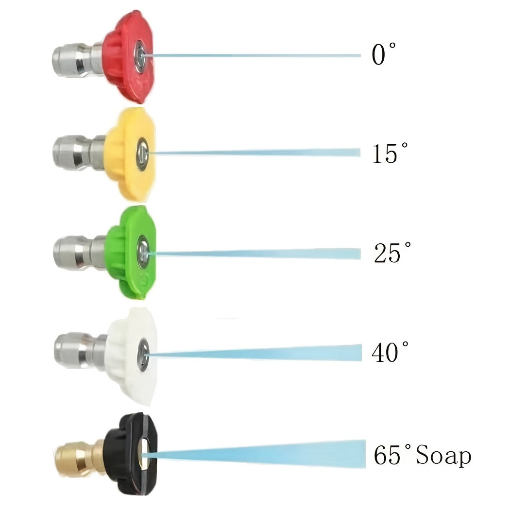 5pcs High Pressure Washer Nozzle Tips 2.54 10 Male Thread 0-15-25-40 Degree