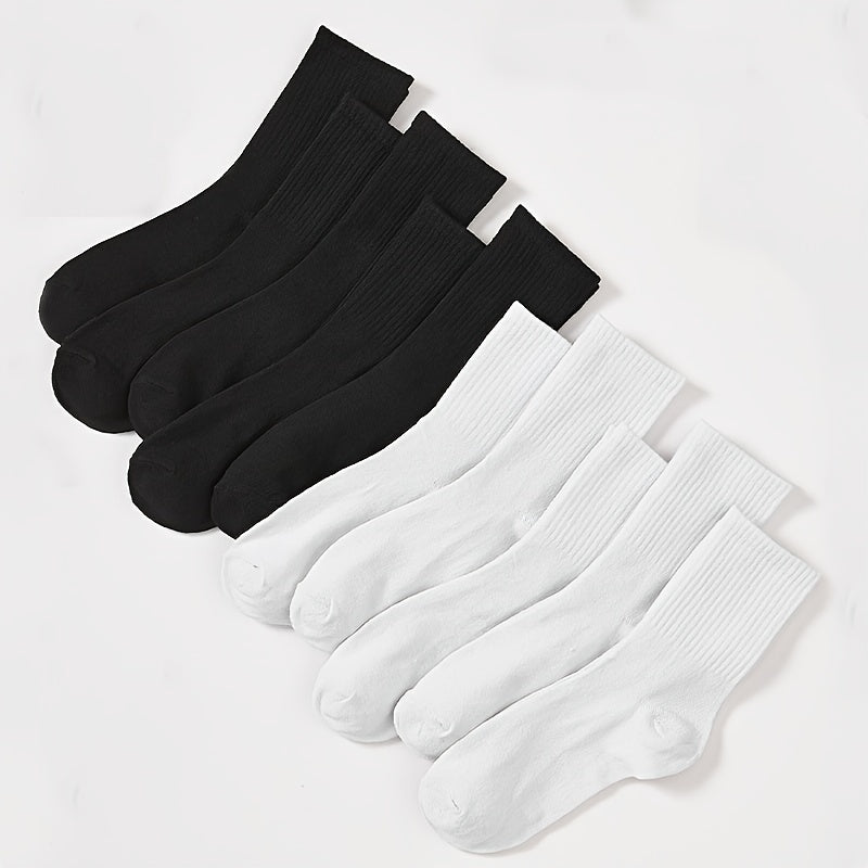 10 Pairs Ribbed Socks Soft Women's Mid Tube Stockings Hosiery