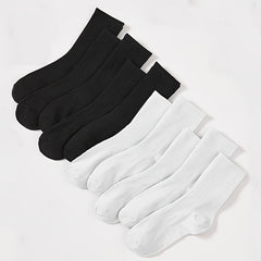 10 Pairs Ribbed Socks Soft Women's Mid Tube Stockings Hosiery