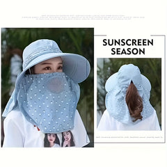 Floral Print Wide Brim Sun Hat with Neck Flap