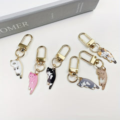 6pcs Cartoon Kitten Enamel Keychain Animal Key Ring Cat Mom Gift