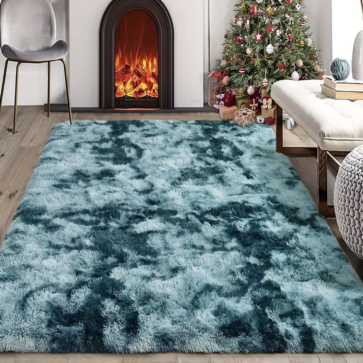 Velvet Shag Tie Dye Area Rug 55" x 78"