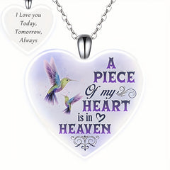 Purple Bird Love Heart Crystal Pendant Necklace Female Christmas Jewelry