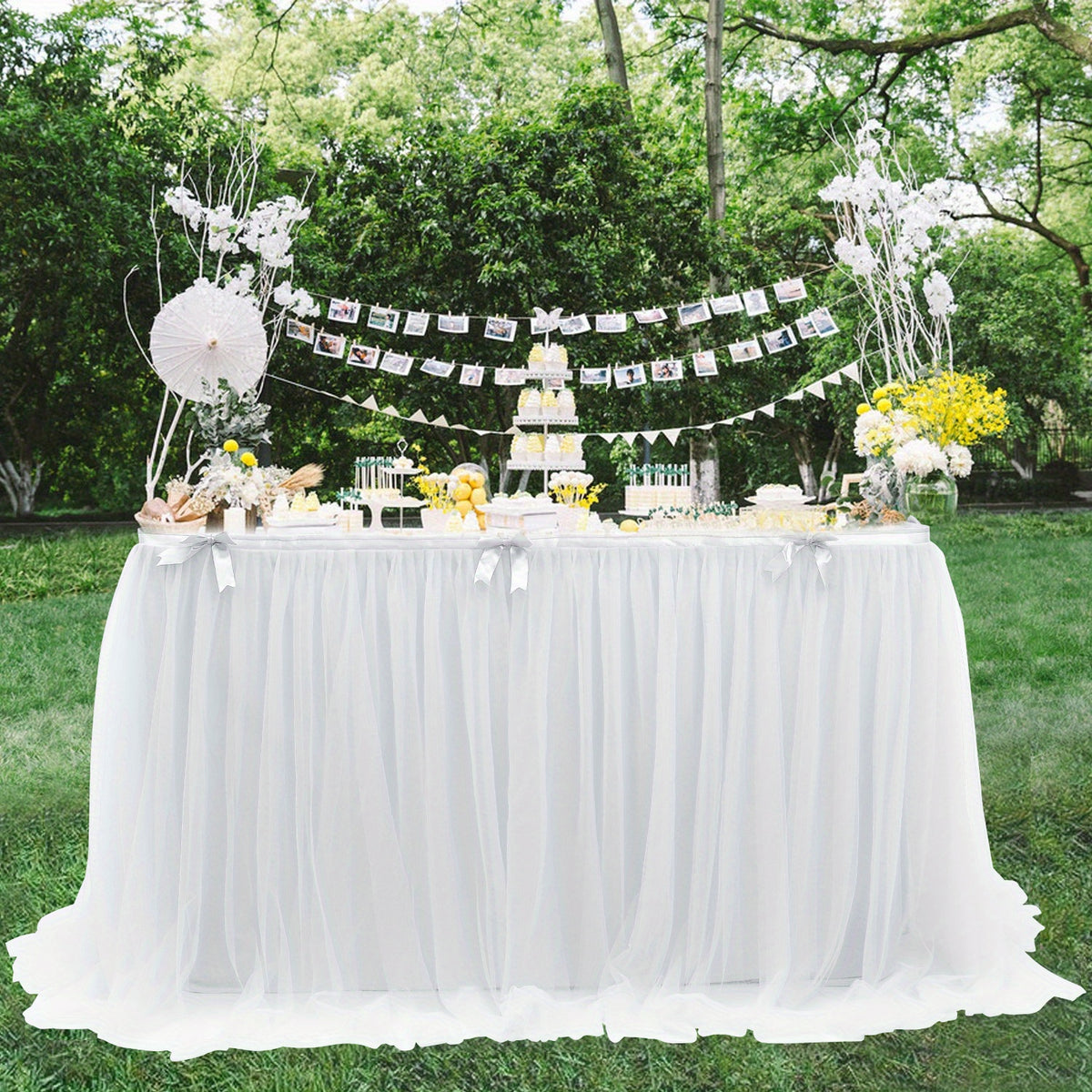 Table Skirt For Rectangle/Round Tables Ruffle Table Cloth for Party Wedding