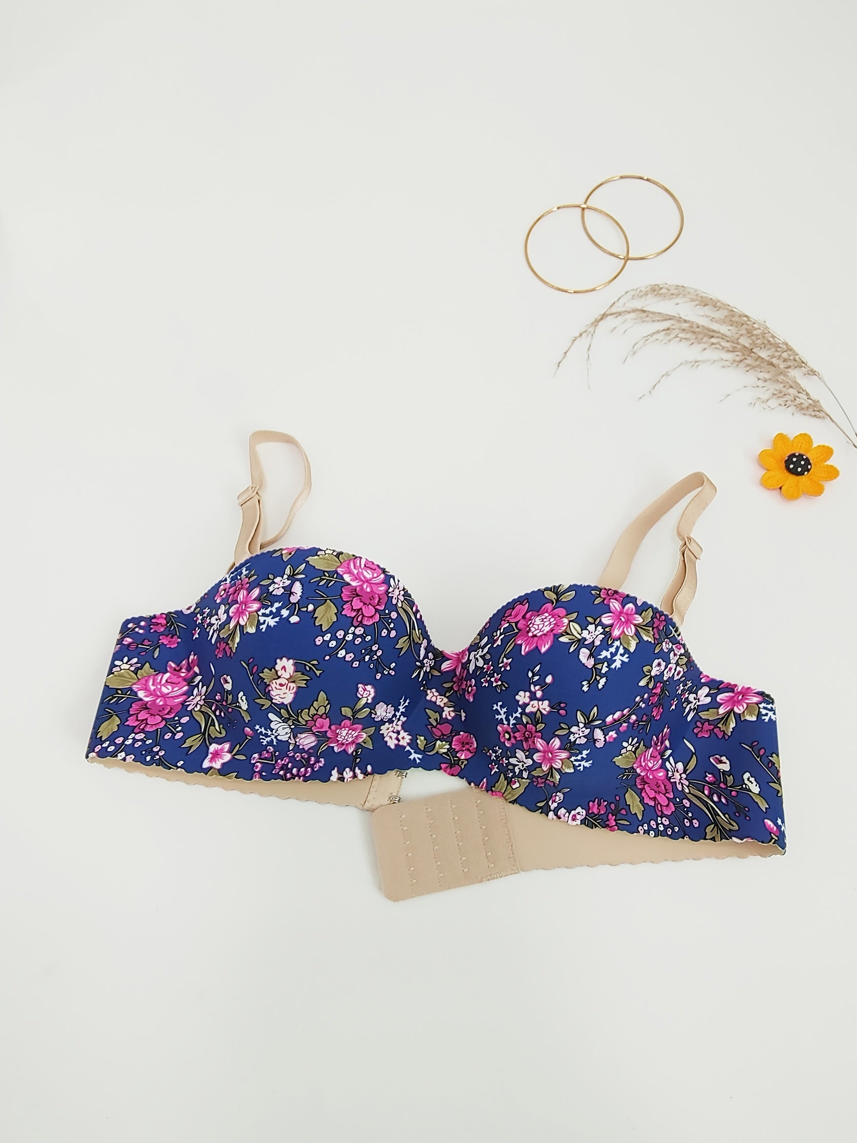 2pcs Floral Print Push Up Bra Pack Seamless Bralette Women's Lingerie