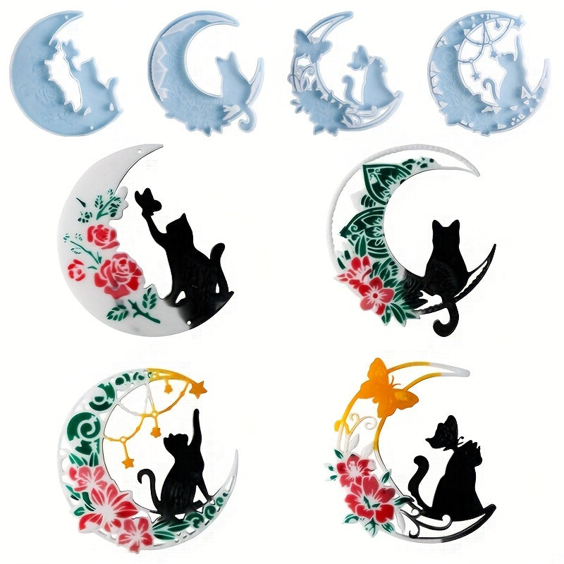 Moon Cat Wall Hanging Pendant Resin Mold