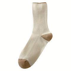 6 Pairs Colorblock Crew Socks Women's Mid Tube Stockings