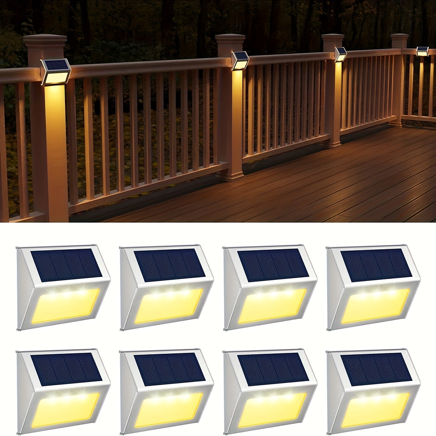 6pcs Solar Deck Lights Waterproof Garden Outdoor Lights