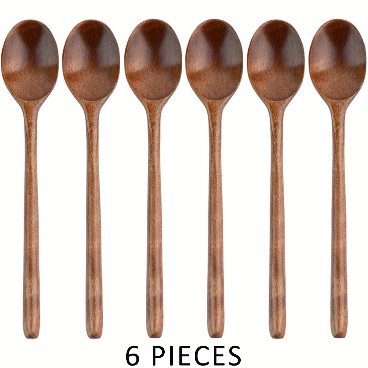 6pcs Wooden Spoons 22.86 Cm Wood Soup Spoons Japanese Style Kitchen Utensil