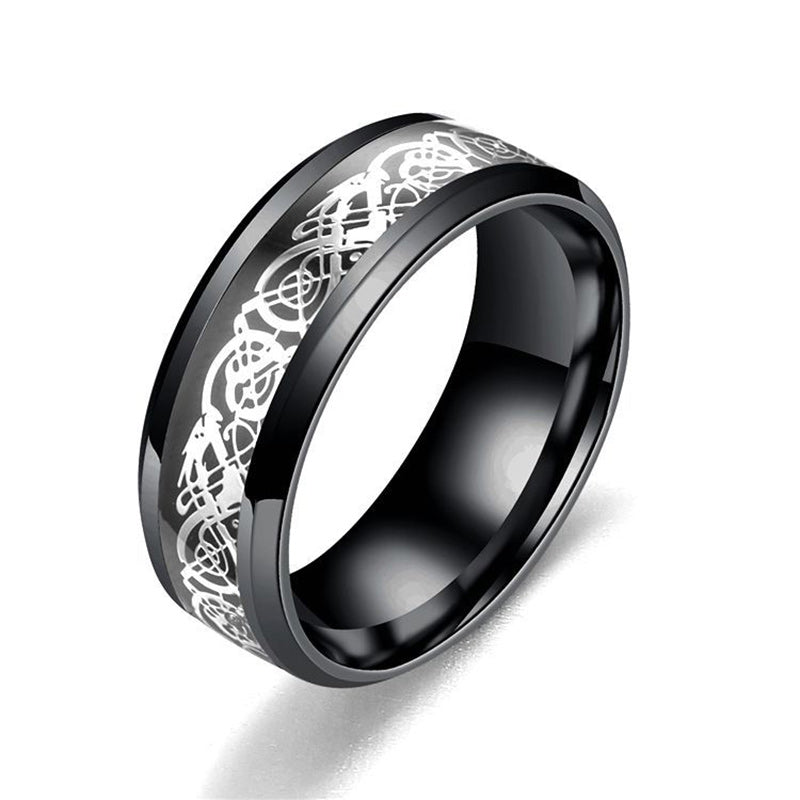 Men's Steel Dragon Pattern Ring Retro Niche Men's Ring